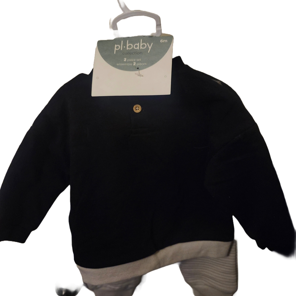 Black Baby Sweater with White Trim